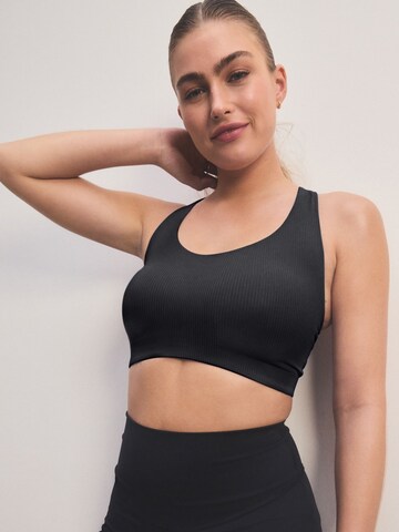 Next Bustier Sport bh 'Active Gerippter' in Zwart: voorkant