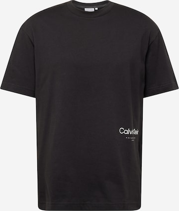 Tricou 'OFF PLACEMENT' de la Calvin Klein pe negru: față