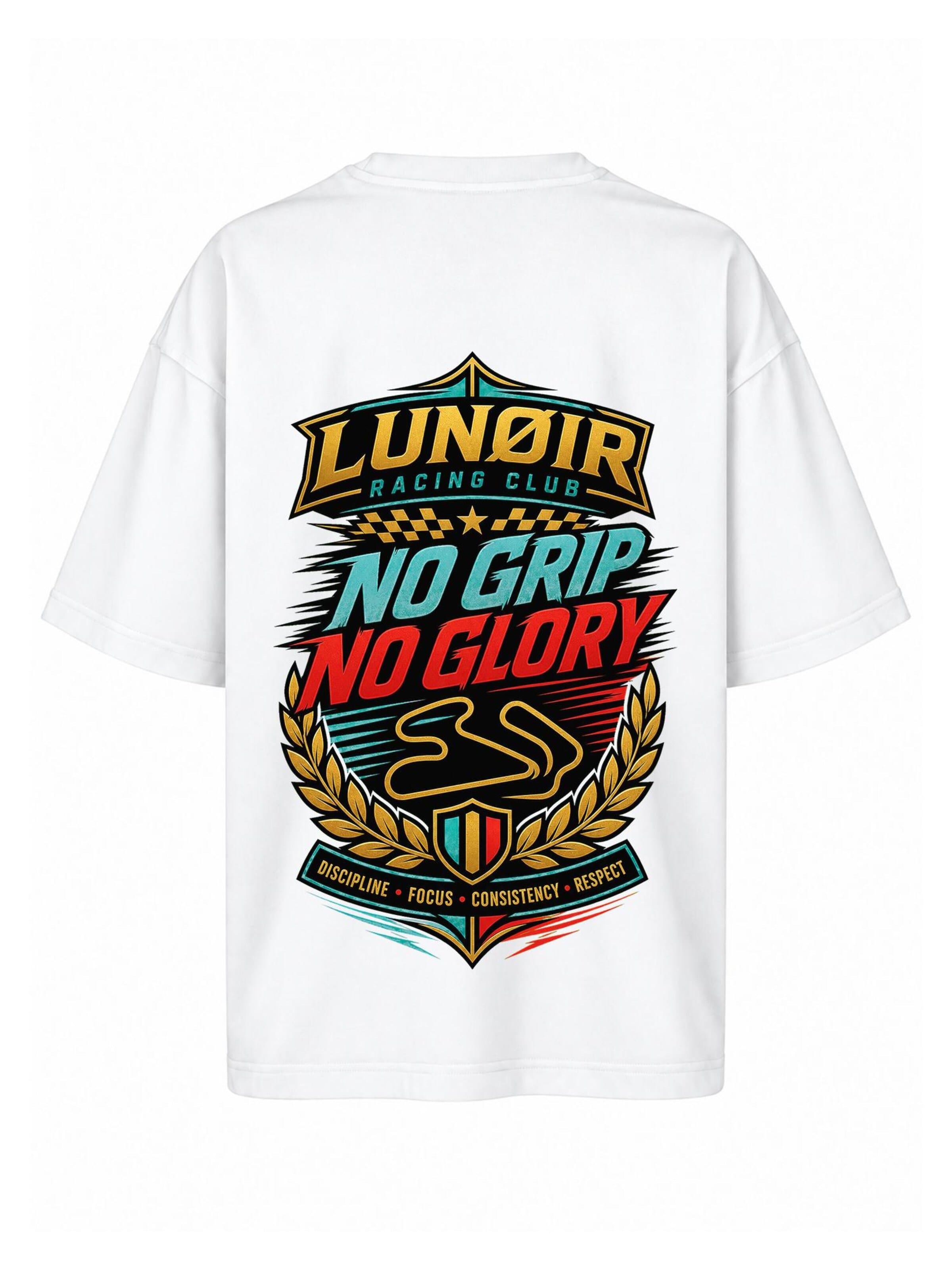 LUNØIR Studio Póló 'No Grip No Glory' - fehér: elől
