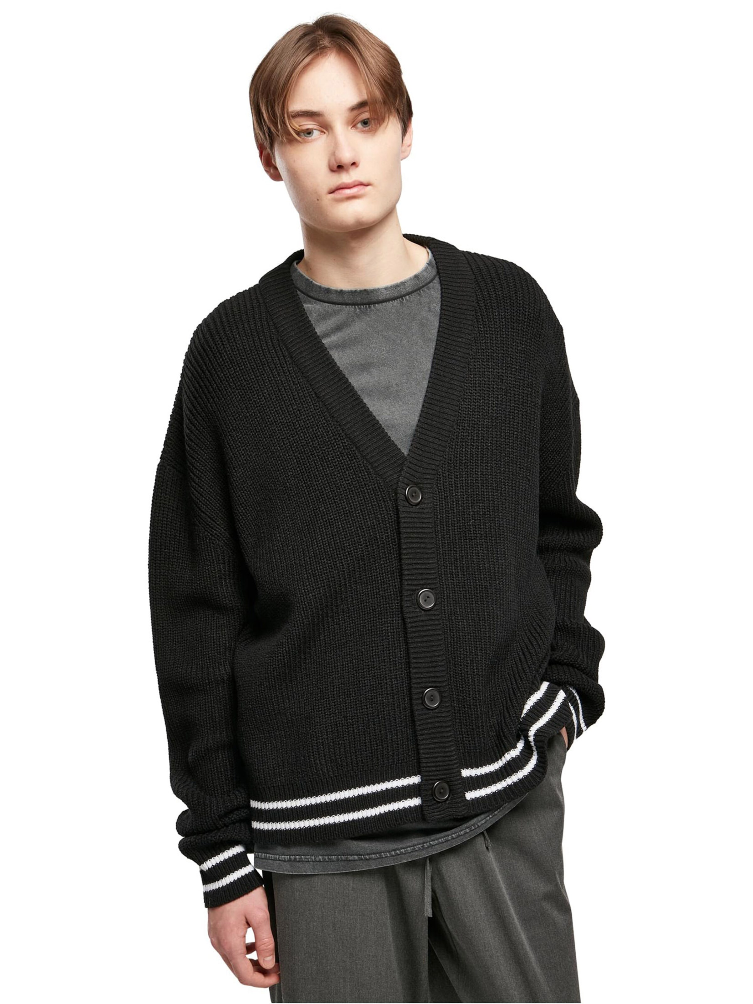 Urban Classics Knit Cardigan in Black: front