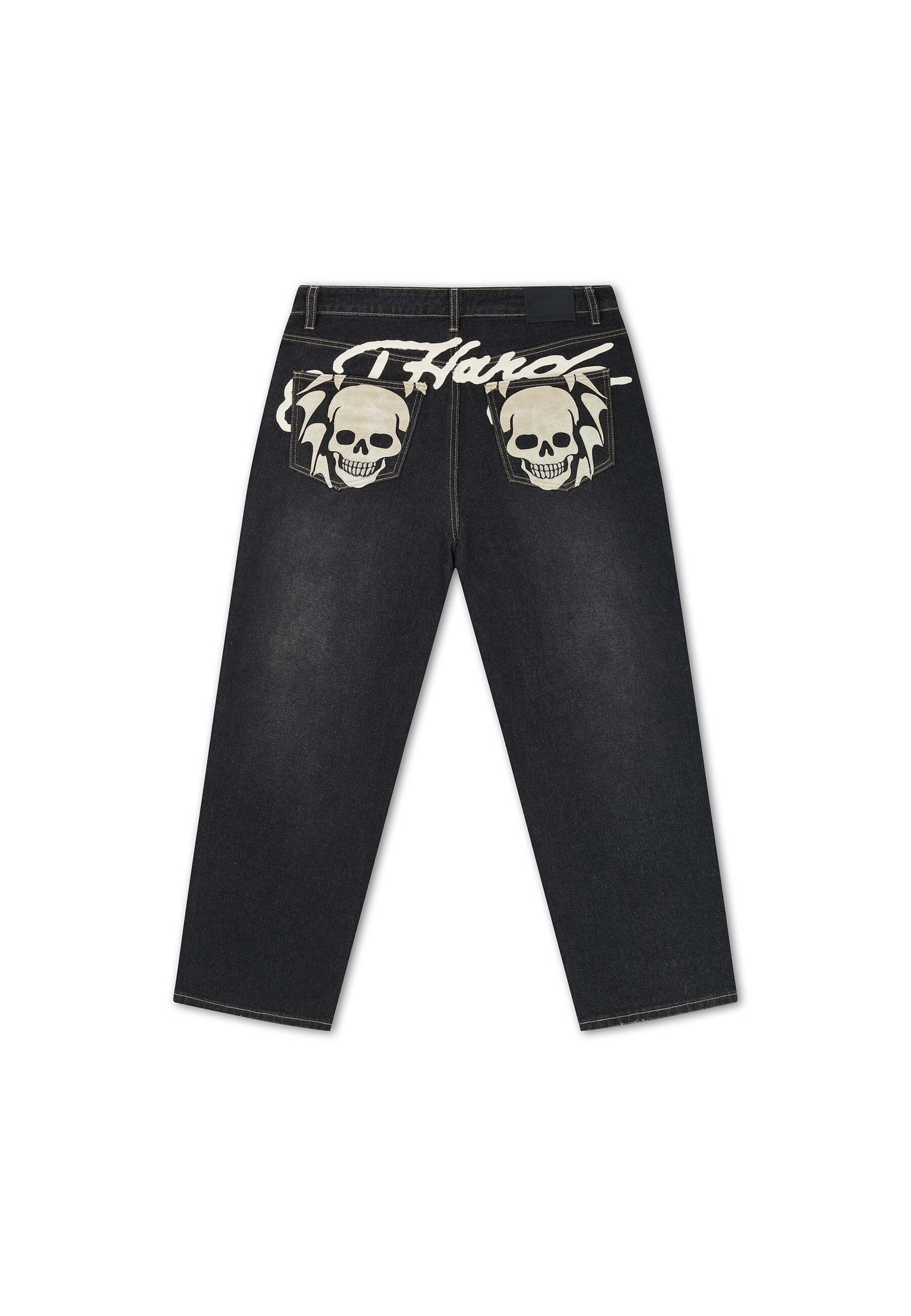 Ed Hardy Свободный крой Джинсы в Черный: сверху