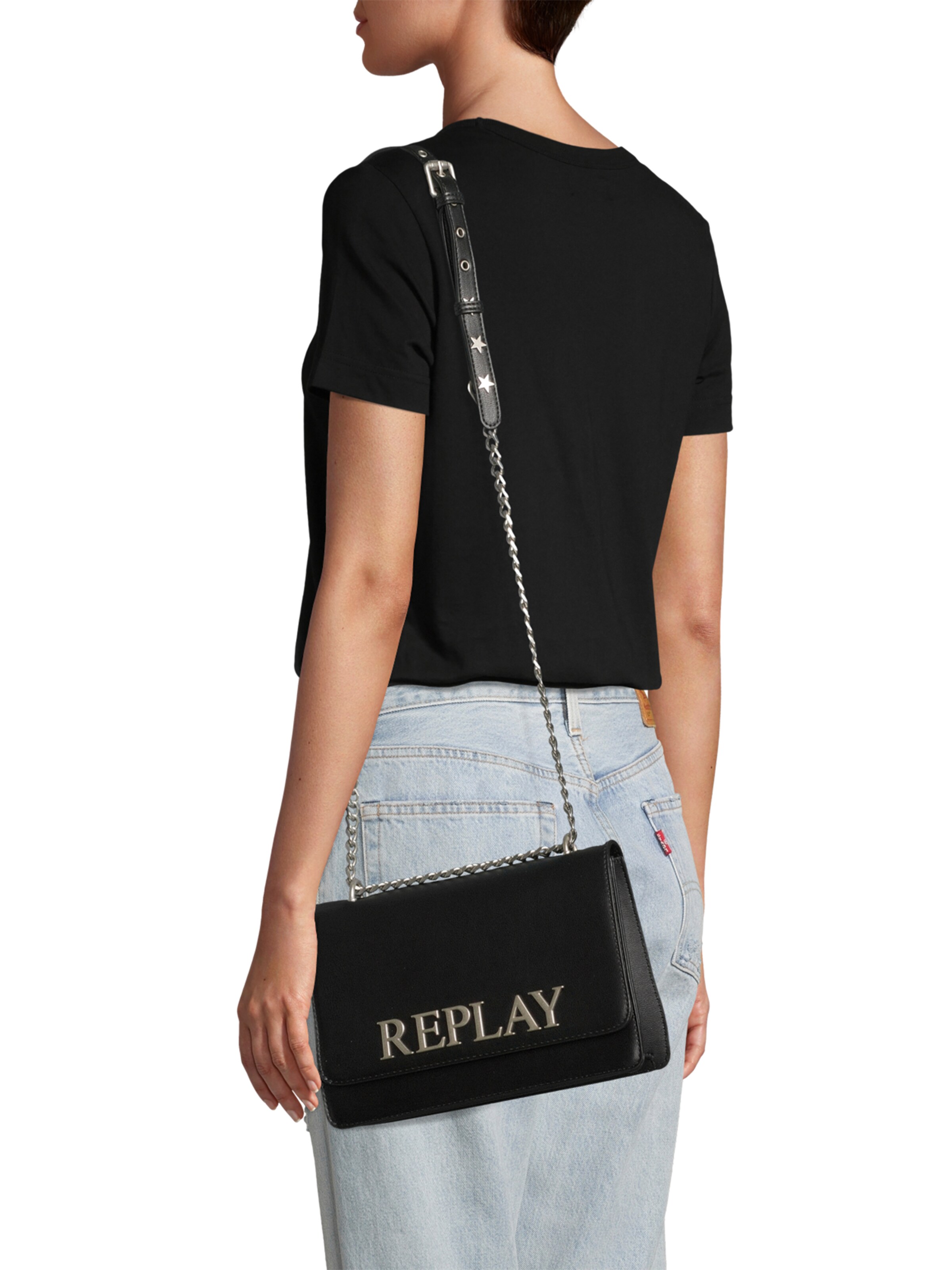 REPLAY Torba na ramię w kolorze czarny