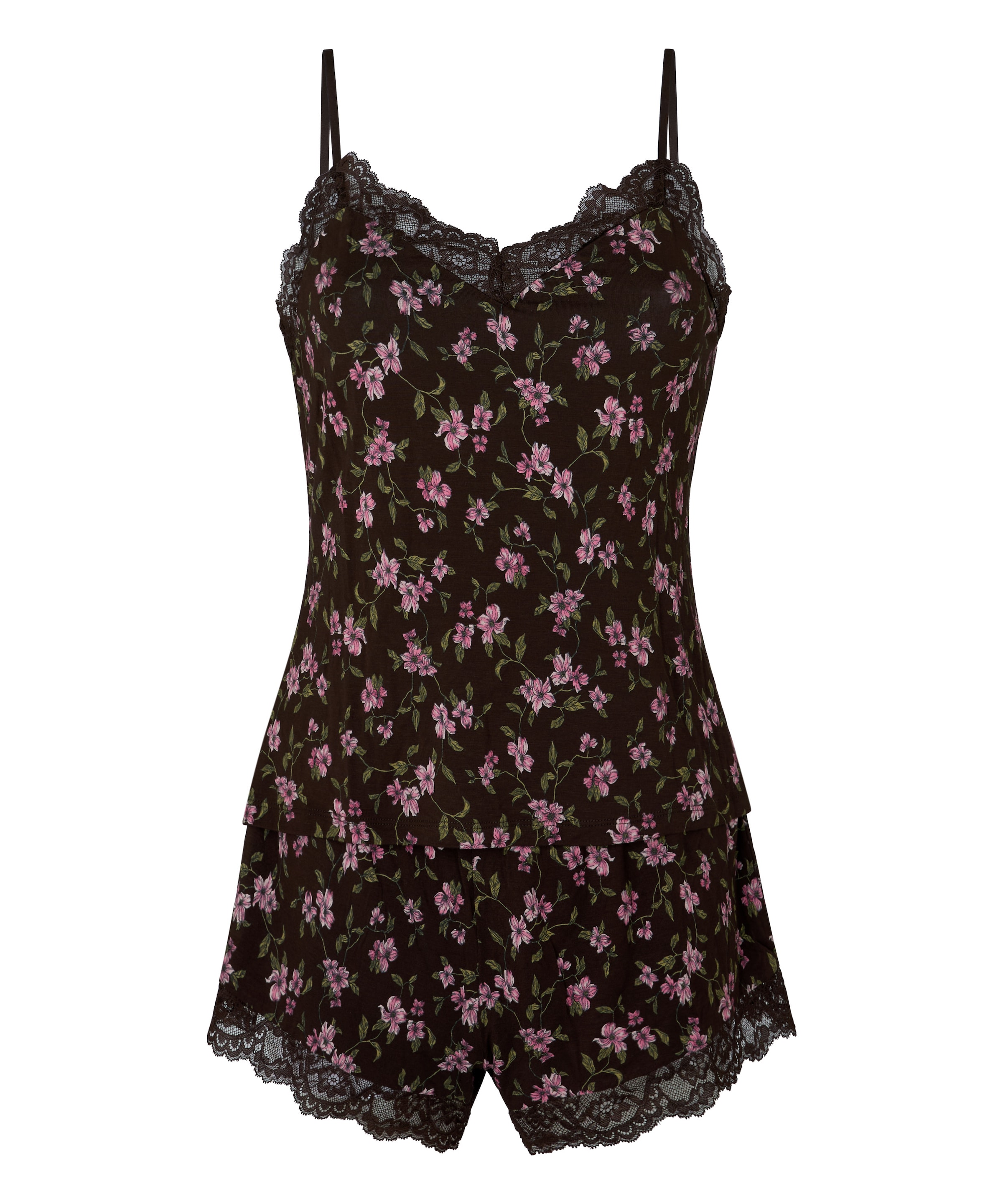 Hunkemöller Pyjama 'Nana' en XS en marron / rose, Vue avec produit