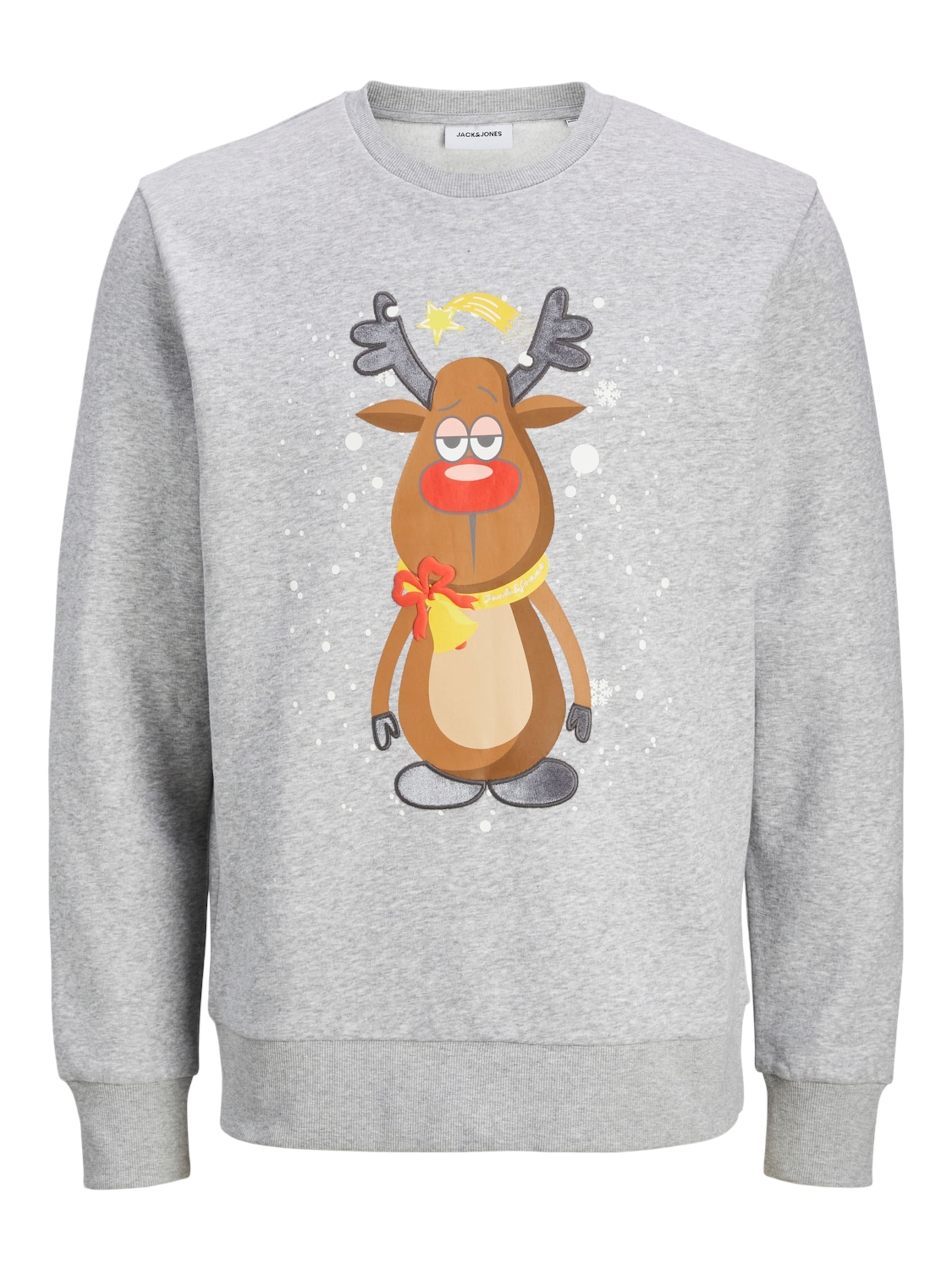 JACK & JONES Sweatshirt 'JJXmas Jolly' in Grijs: voorkant
