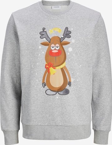 Felpa 'JJXmas Jolly' di JACK & JONES in grigio: frontale