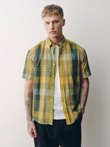 Next Regular fit Button Up Shirt in Yellow: front