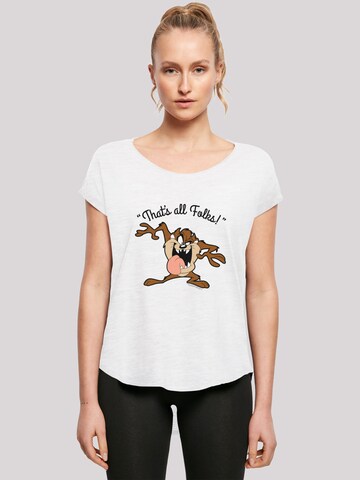 F4NT4STIC T-Shirt 'Looney Tunes Taz That's All Folks' in Weiß: predná strana