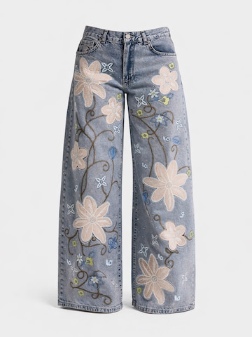 IT'S BASIC Wide leg Jeans 'RHINESTONE PALAZZO MID RISE JEANS' in Blauw: voorkant