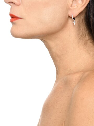 Addicted2 Kolczyki 'Mut orecchini in argento con zirconi in forma di croce' w kolorze szary