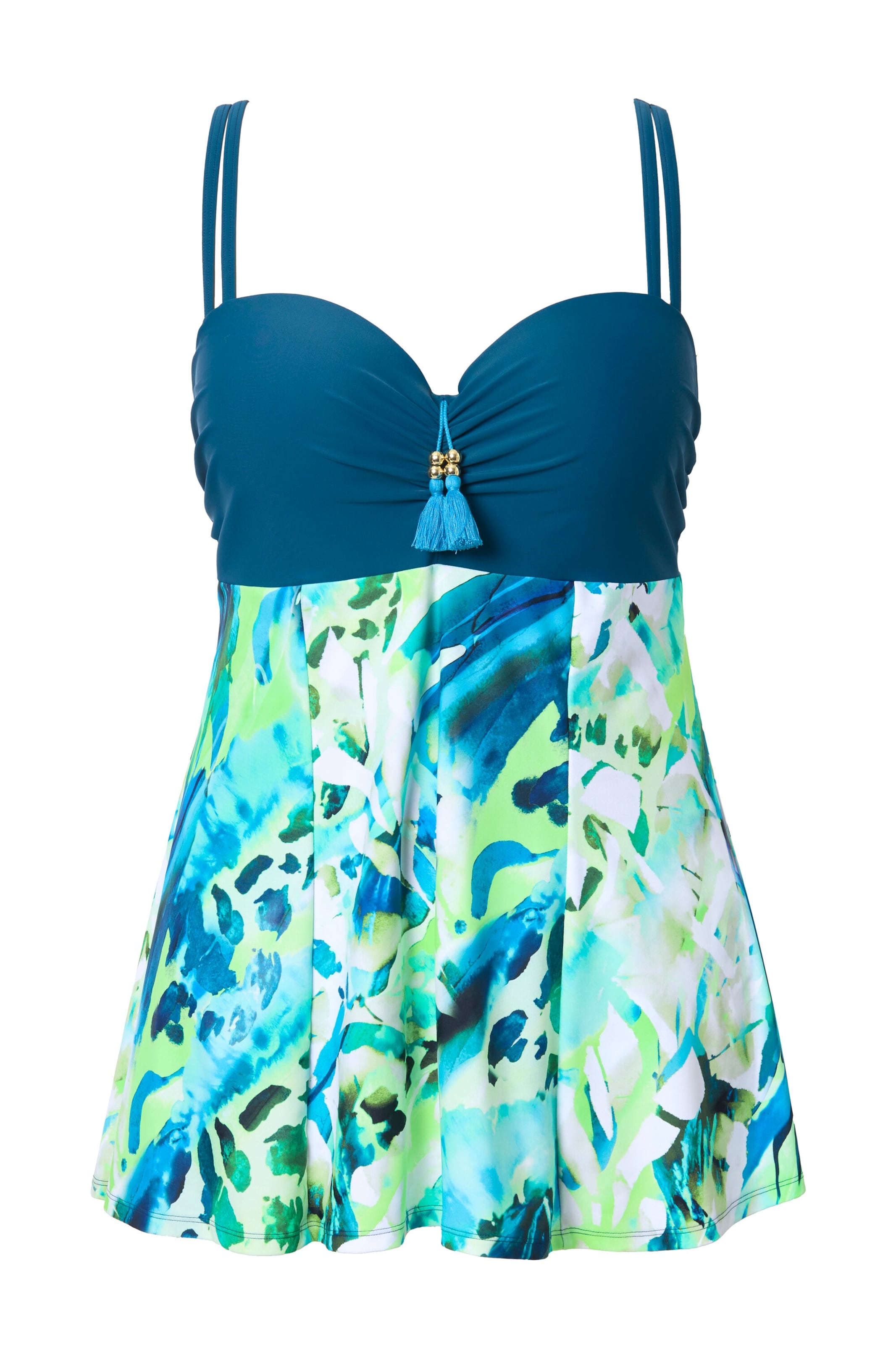 Ulla Popken Bustier Badpakjurk in Blauw: voorkant