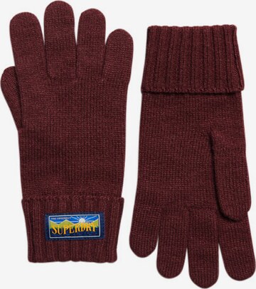 Superdry Full Finger Gloves in Red: front