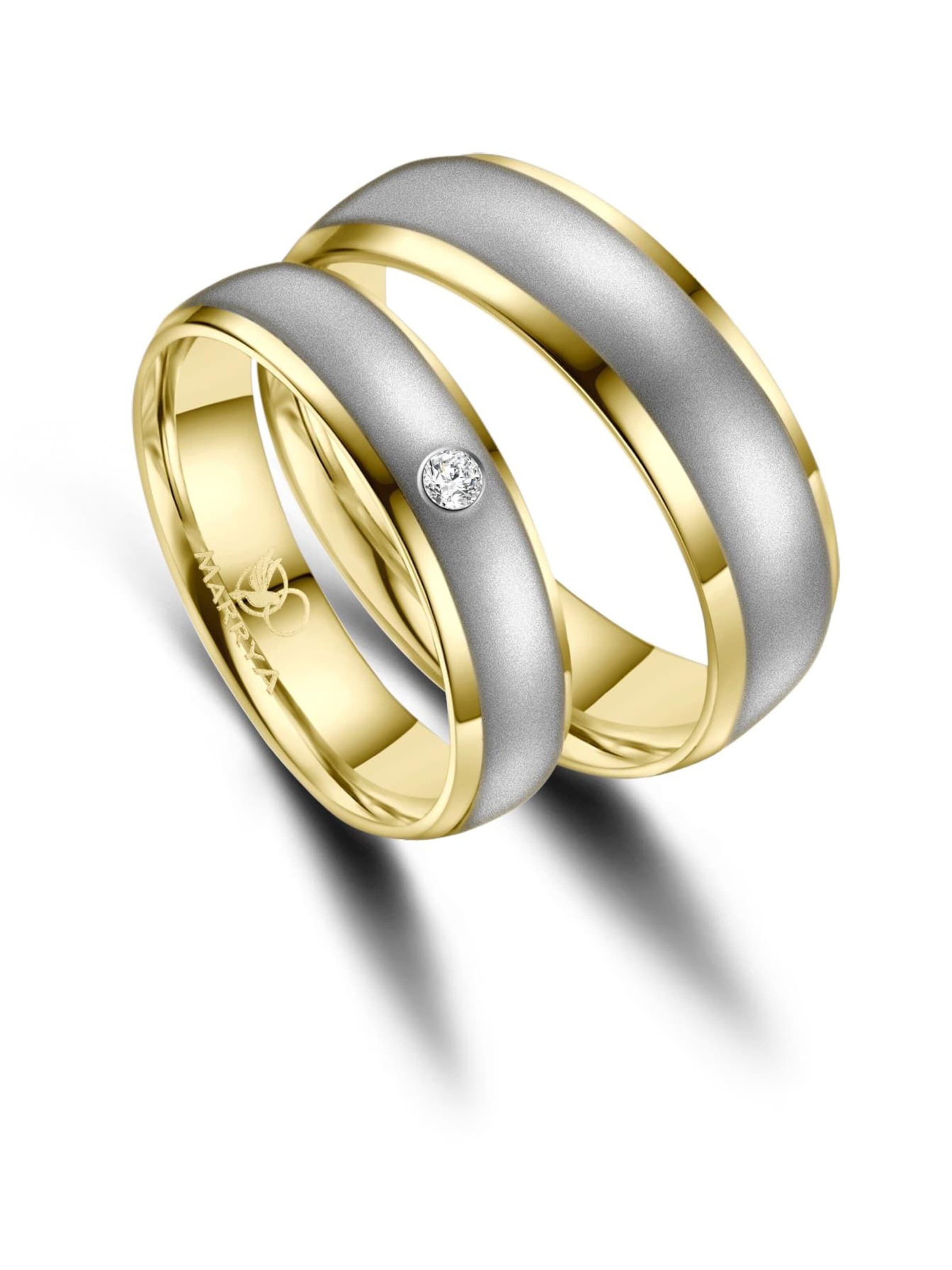 MARRYA Ring 'MARRYA ES-14 Ehering aus Edelstahl - Silberfarben & Goldfarben' i silver: framsida