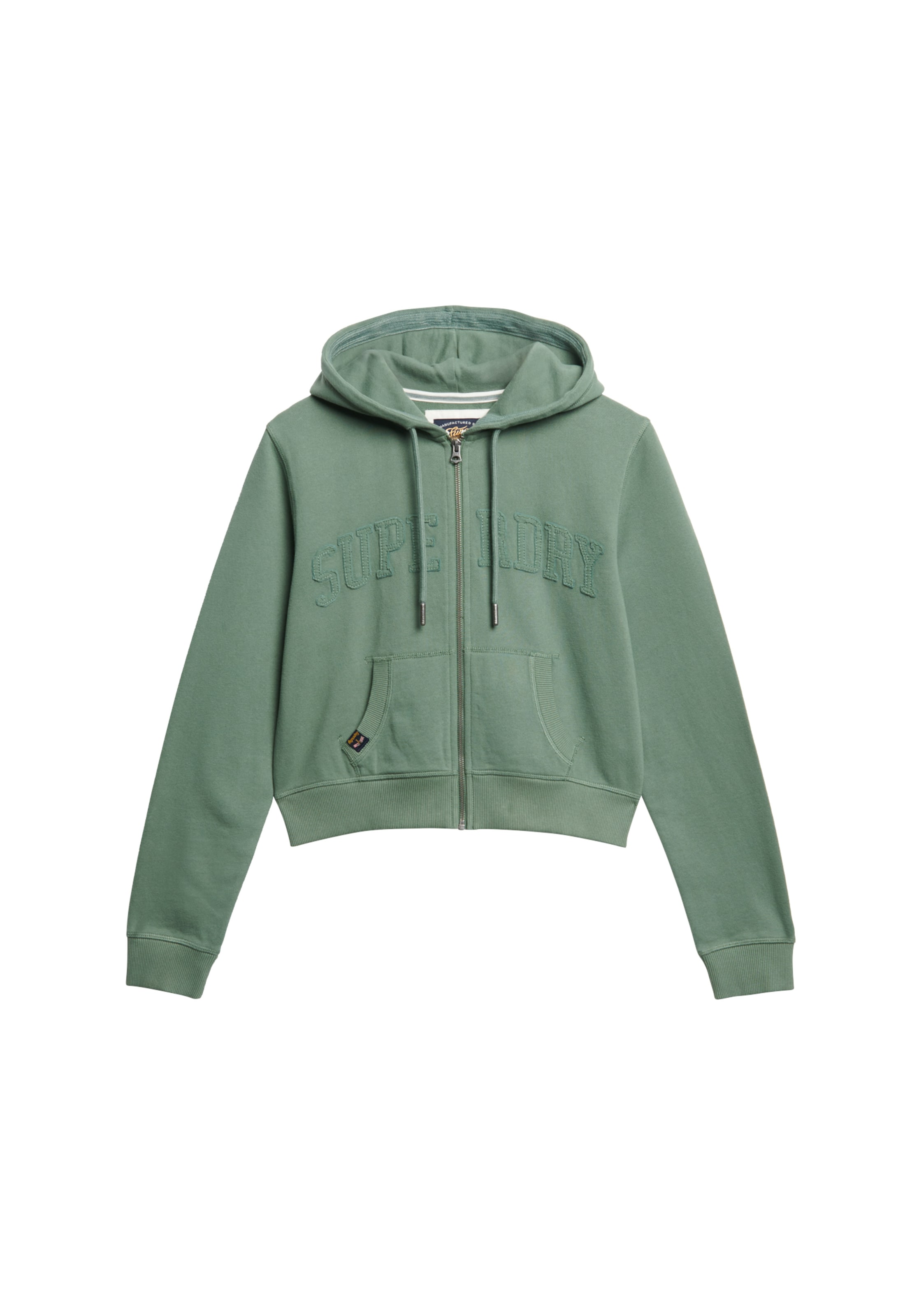 Superdry Zip-Up Hoodie 'Essentials' in Green: front