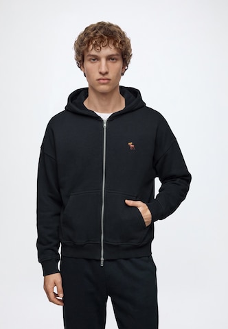 Abercrombie & Fitch Tepláková bunda - Čierna: predná strana