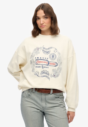 Sweat-shirt 'Tokyo Narrative' Superdry en blanc : devant