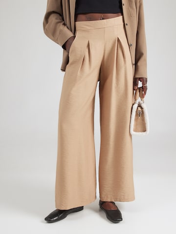 Sublevel Wide Leg Bukser med lægfolder i brun: forside