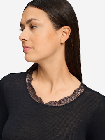 Hanro Shirt ' Woolen Lace ' in Zwart