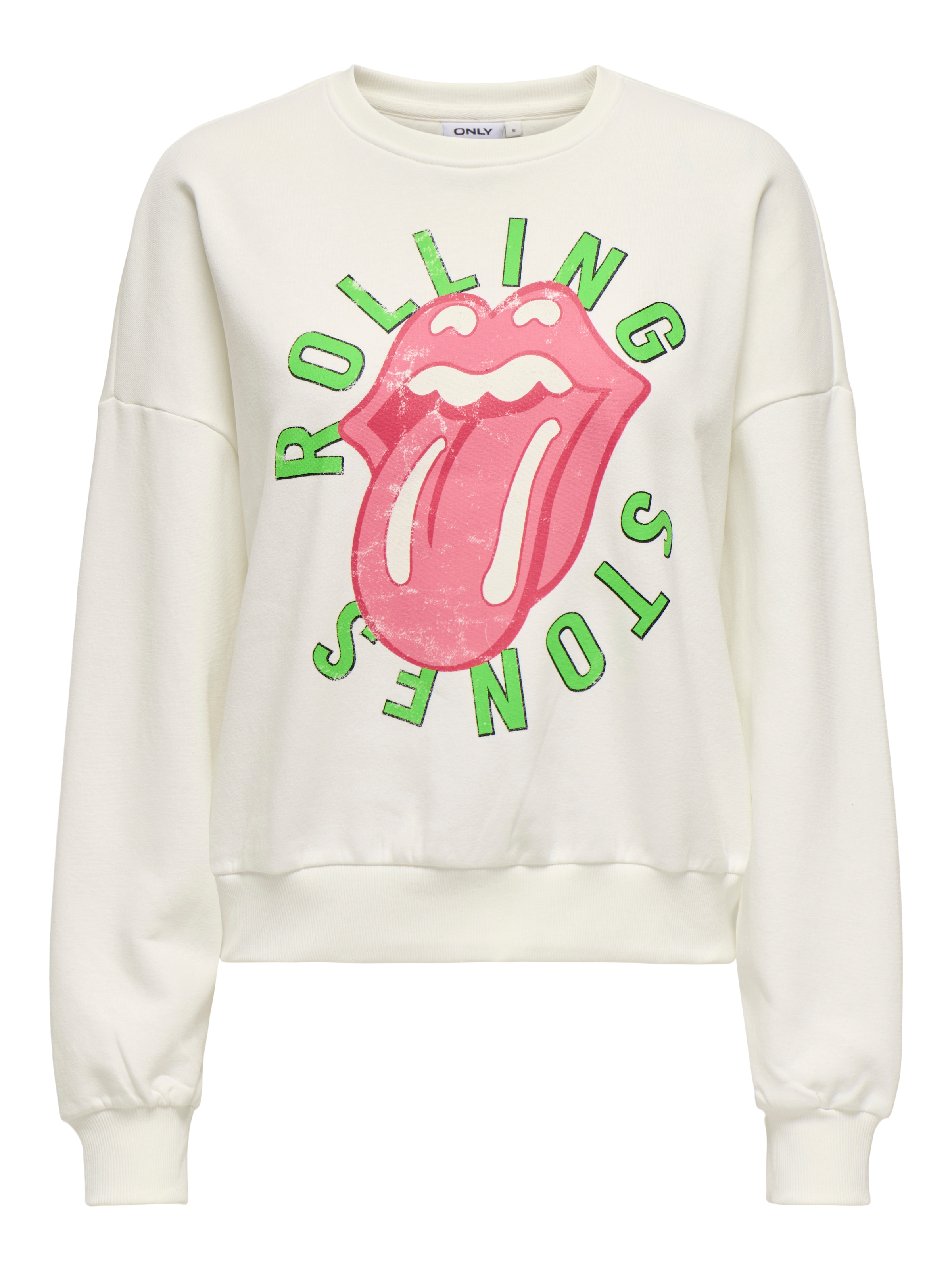 ONLY Mikina 'ONLROLLING STONES' - Biela: predná strana