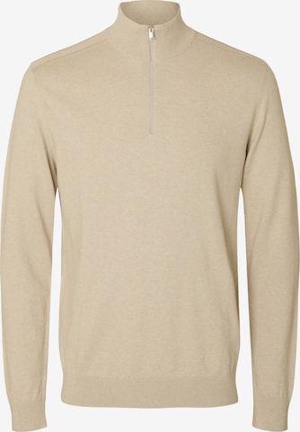 smėlio SELECTED Standartinis modelis Megztinis 'SLHBERG': priekis