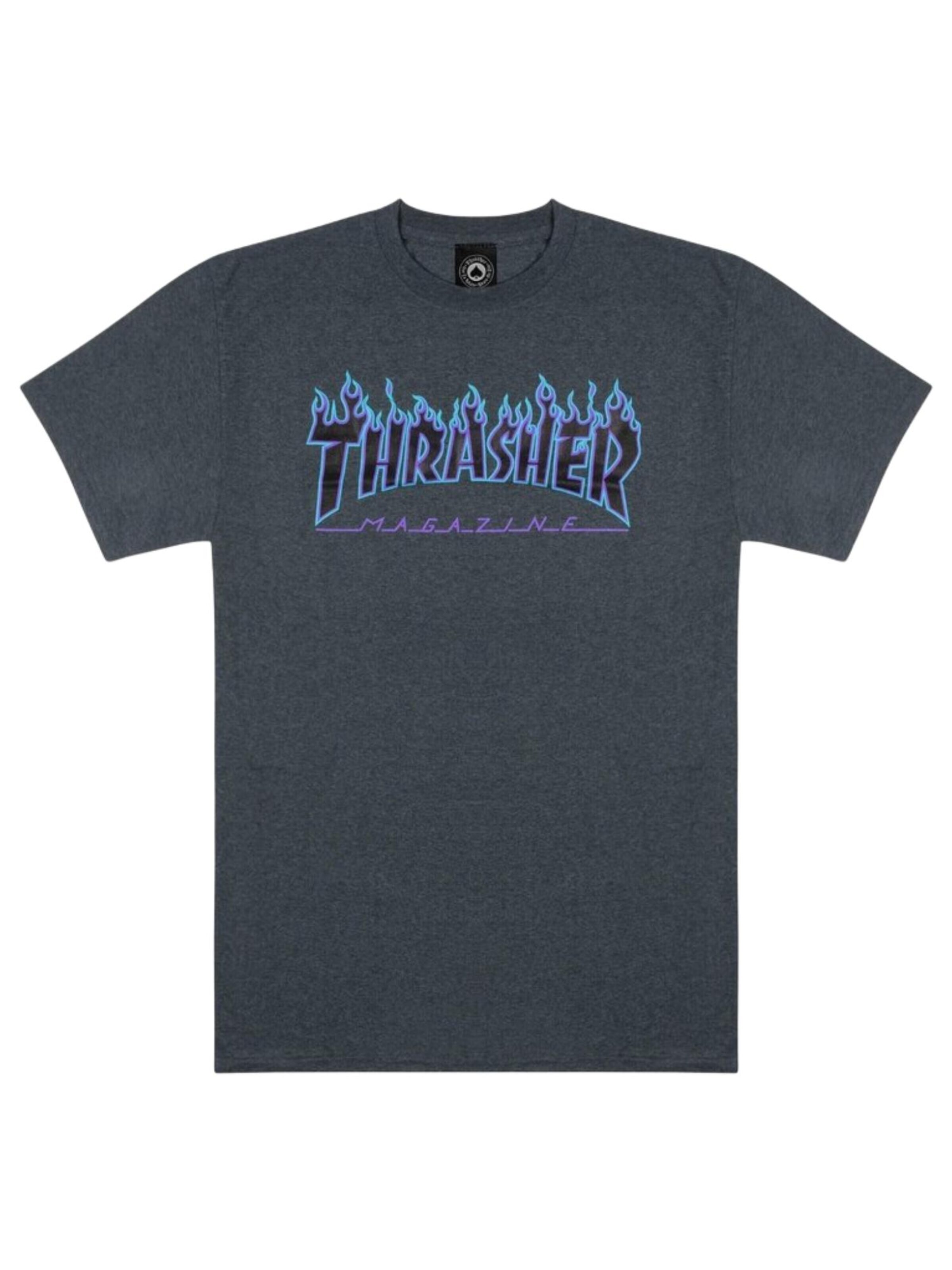 THRASHER Shirt 'FLAME' in Grijs: voorkant