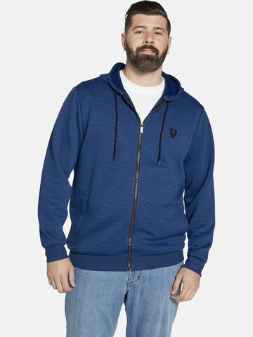 Charles Colby Zip-Up Hoodie ' Duke Trey ' in Blue: front