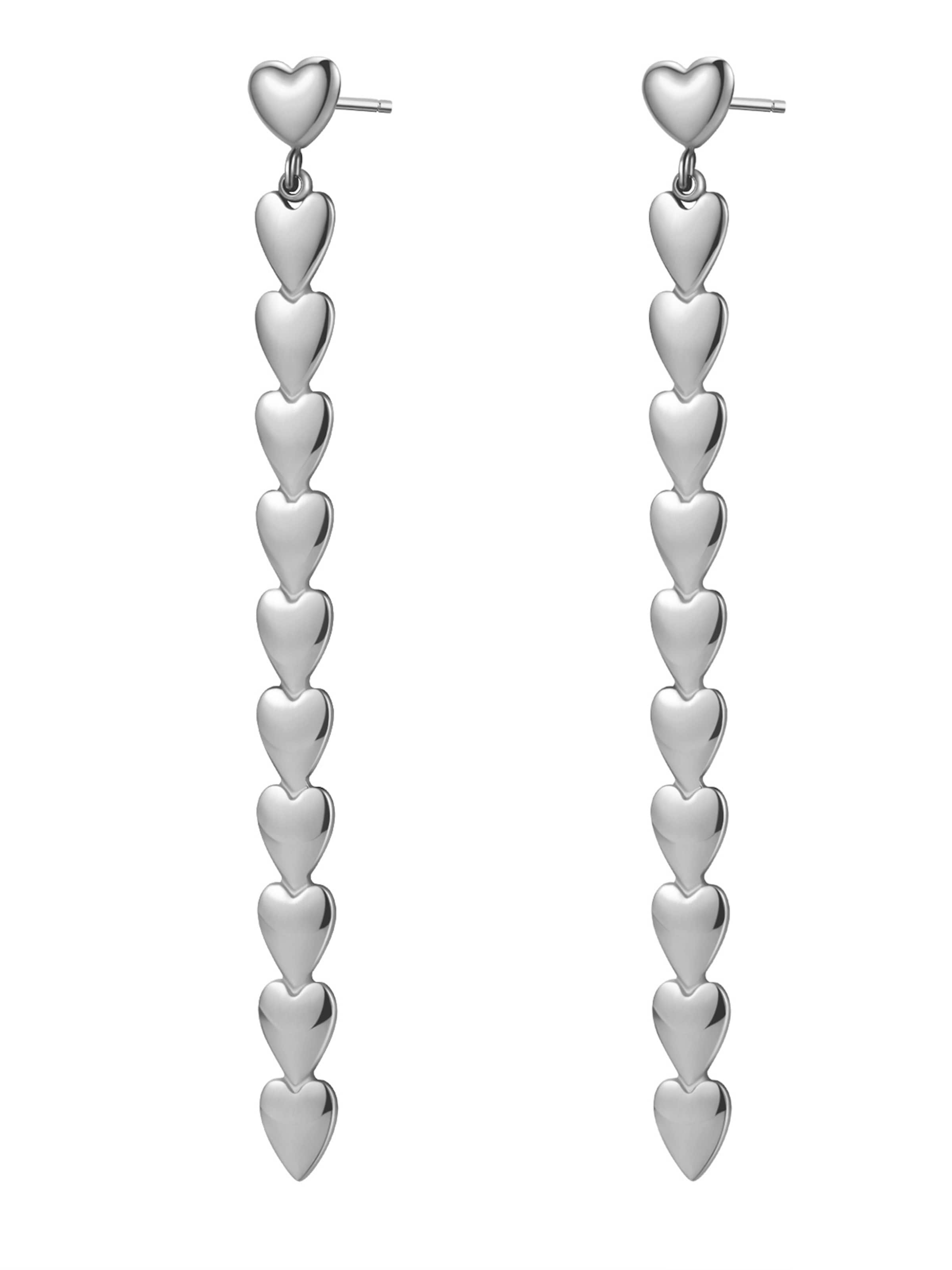 Hey Happiness - Pendientes 'Heart Cascade' en plata: frente