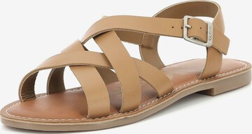 Kickers Strap Sandals in Brown: front