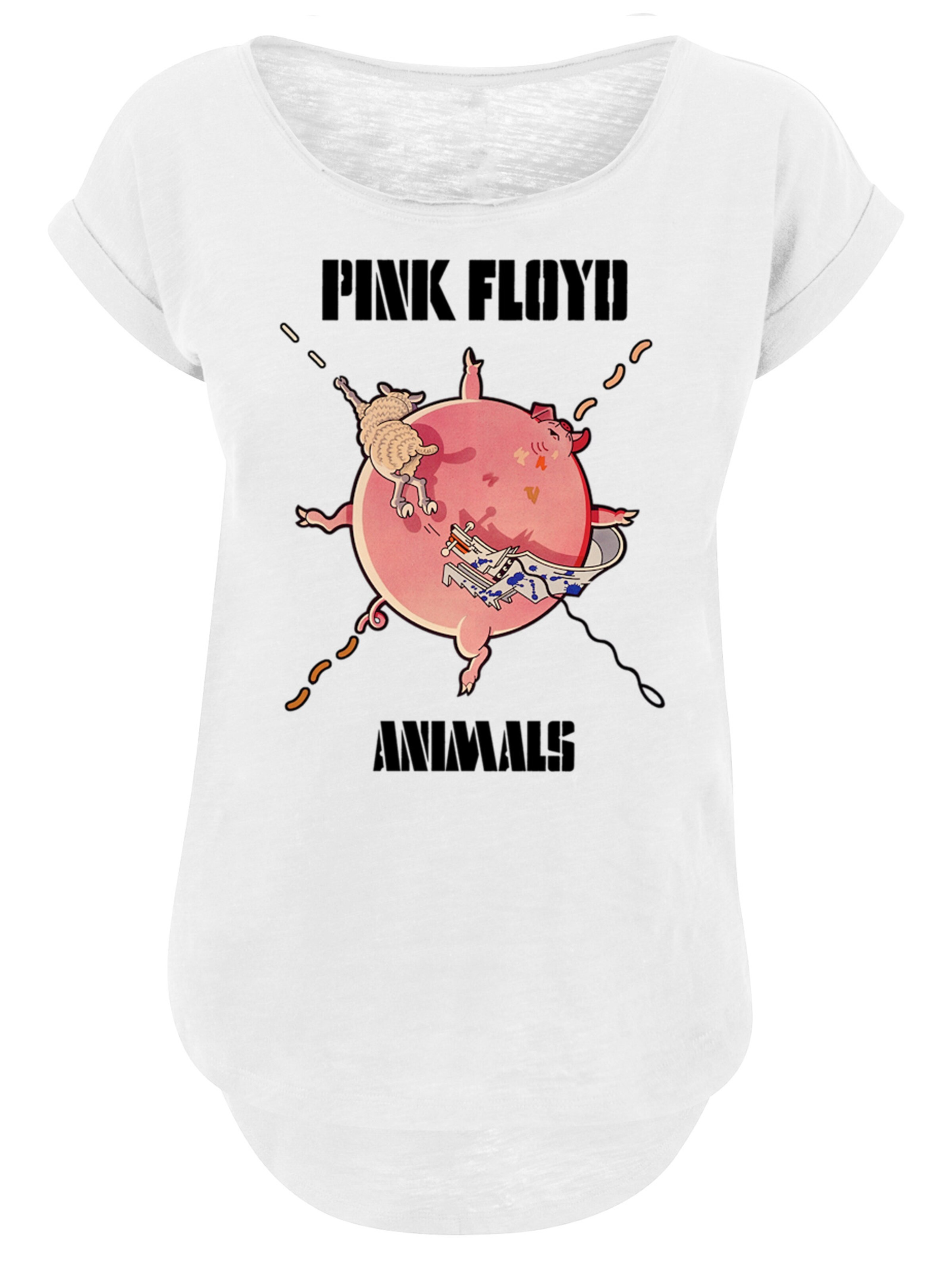 F4NT4STIC Shirt 'Pink Floyd Animals Pig' in de kleur Beige / Grijs / Rood / Zwart / Wit, Productweergave