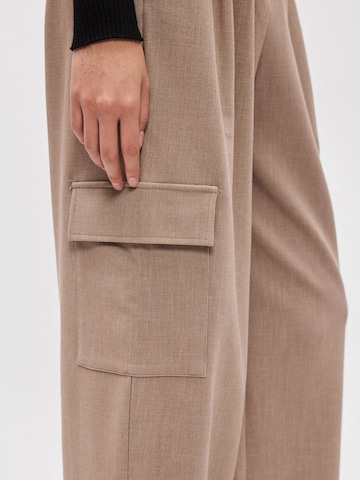 MSCH COPENHAGEN Wide leg Veckad byxa 'Michelle' i brun