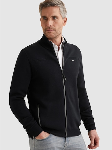 VANGUARD Tröja 'Cardigan in cotton/modal with zipper closure' i blå