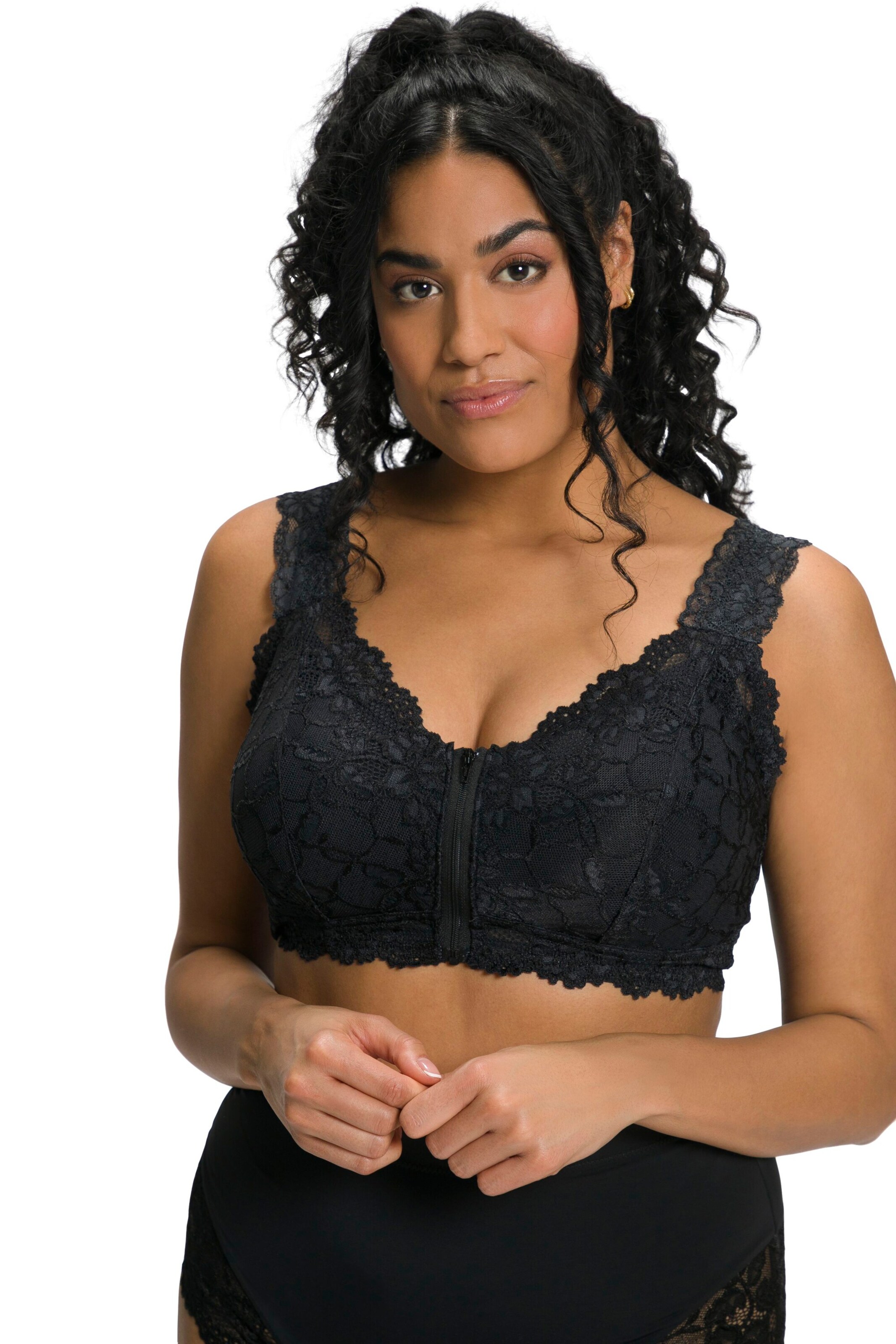 Ulla Popken Bralette Bra in Black: front