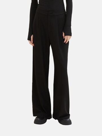 Wide Leg Pantalon à pince TOM TAILOR DENIM en noir : devant