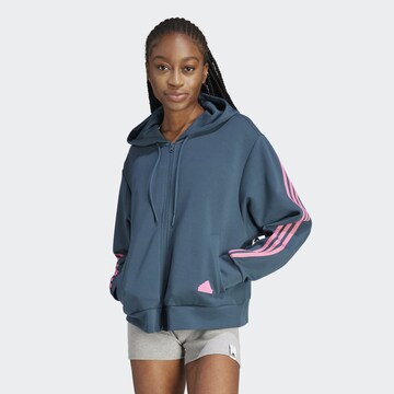 ADIDAS SPORTSWEAR Athletic Zip-Up Hoodie 'Future Icons' in Blue: front
