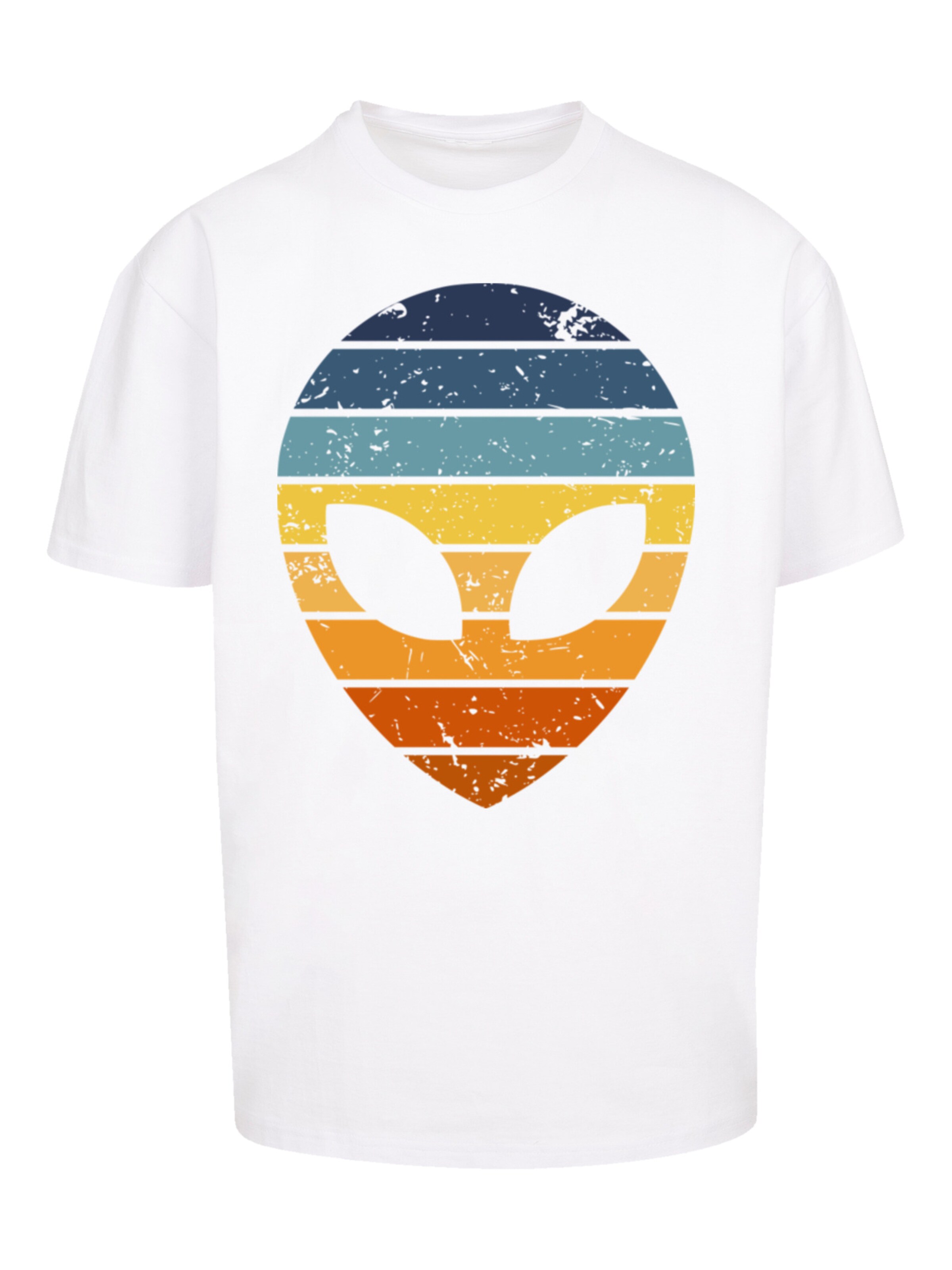 T-Shirt 'Alien Sonnenuntergang Retro' F4NT4STIC en blanc : devant