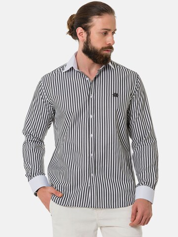 Coupe slim Chemise 'CH192' CIPO & BAXX en noir : devant