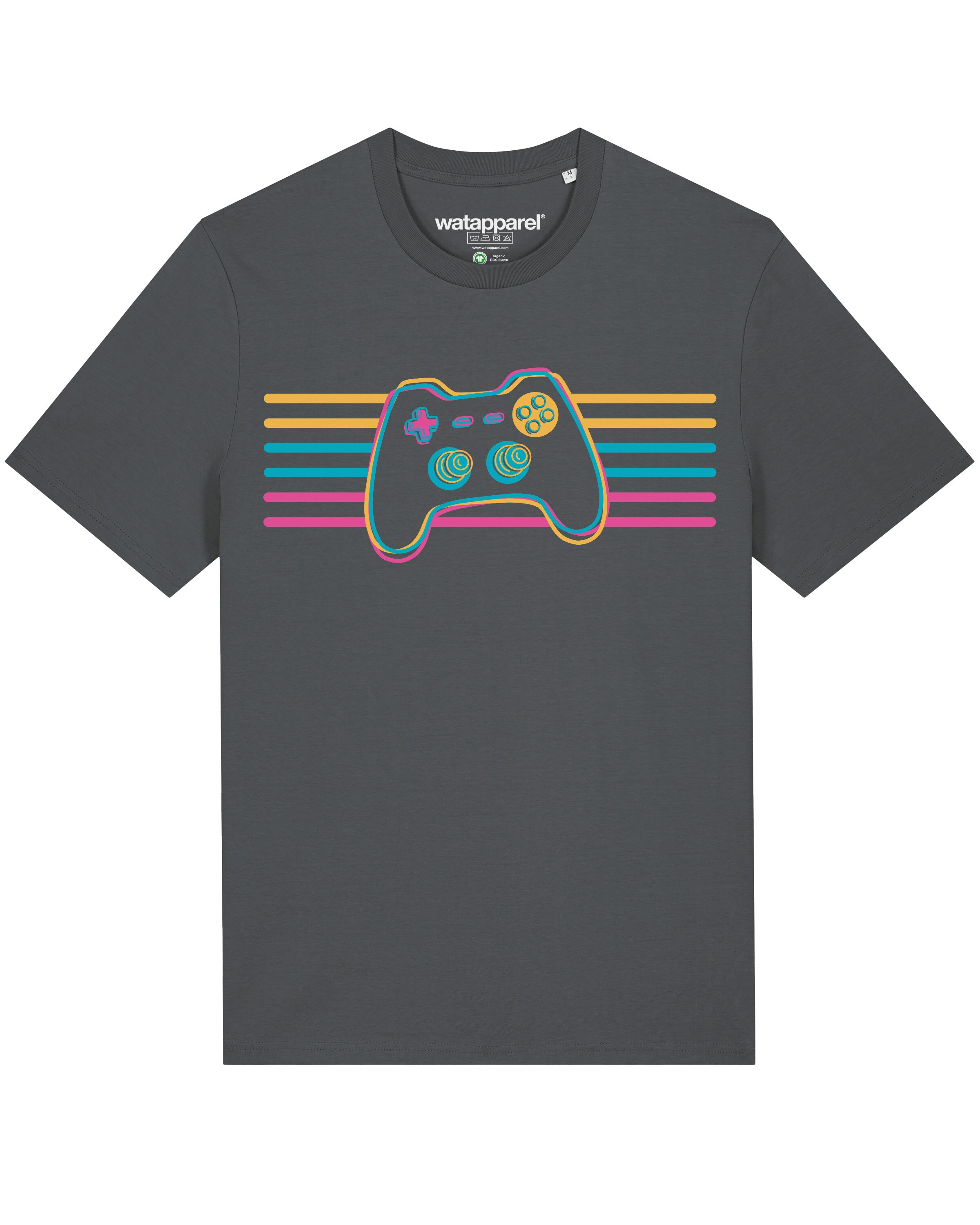 Watapparel Shirt ' Retro Joystick ' in Grijs: voorkant