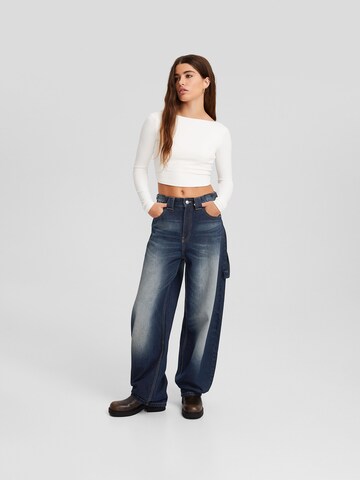 Wide Leg Jean Bershka en bleu