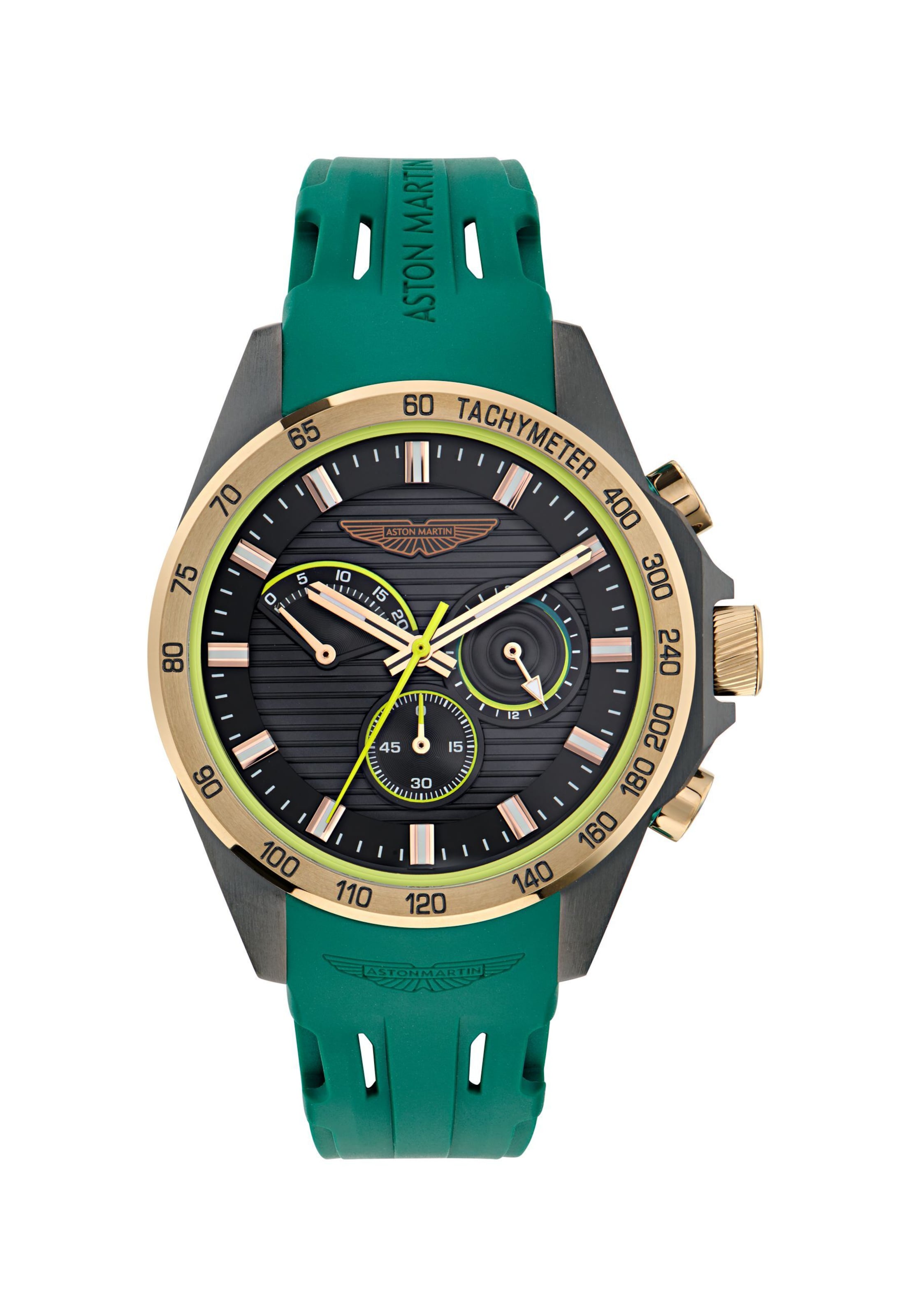 Aston Martin Analoguhr 'HLC' in Grün: Vorderseite