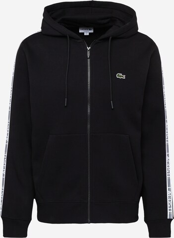 LACOSTE Zip-Up Hoodie in Black: front