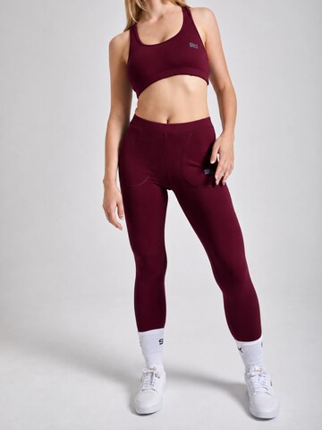 SPORTKIND Slimfit Sportbroek 'Long Leggings with Pockets' in Rood: voorkant