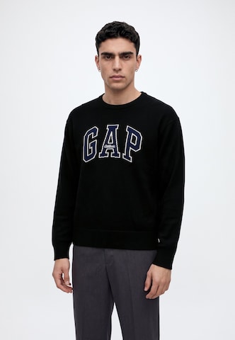 GAP Свитшот 'ATHLETIC INTARSIA' в Черный: спереди