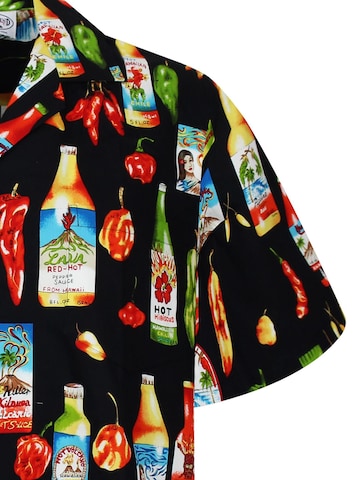 Pacific Legend Regular fit Button Up Shirt 'Hot Chili Bier' in Black