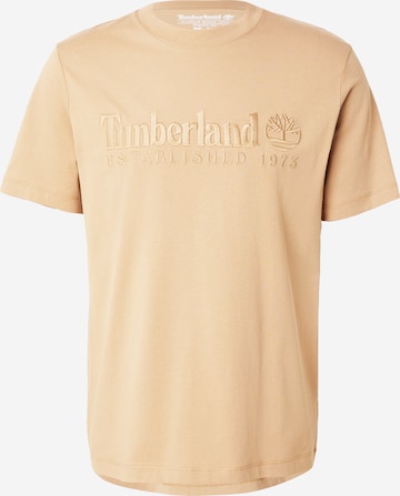 TIMBERLAND Majica 'ESTABLISHED 1973' | rjava barva: sprednja stran