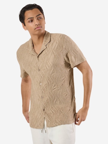 Denim Factory Comfort fit Button Up Shirt 'Resort' in Beige: front