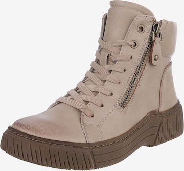 Ital-Design Lace-Up Ankle Boots in Brown: front