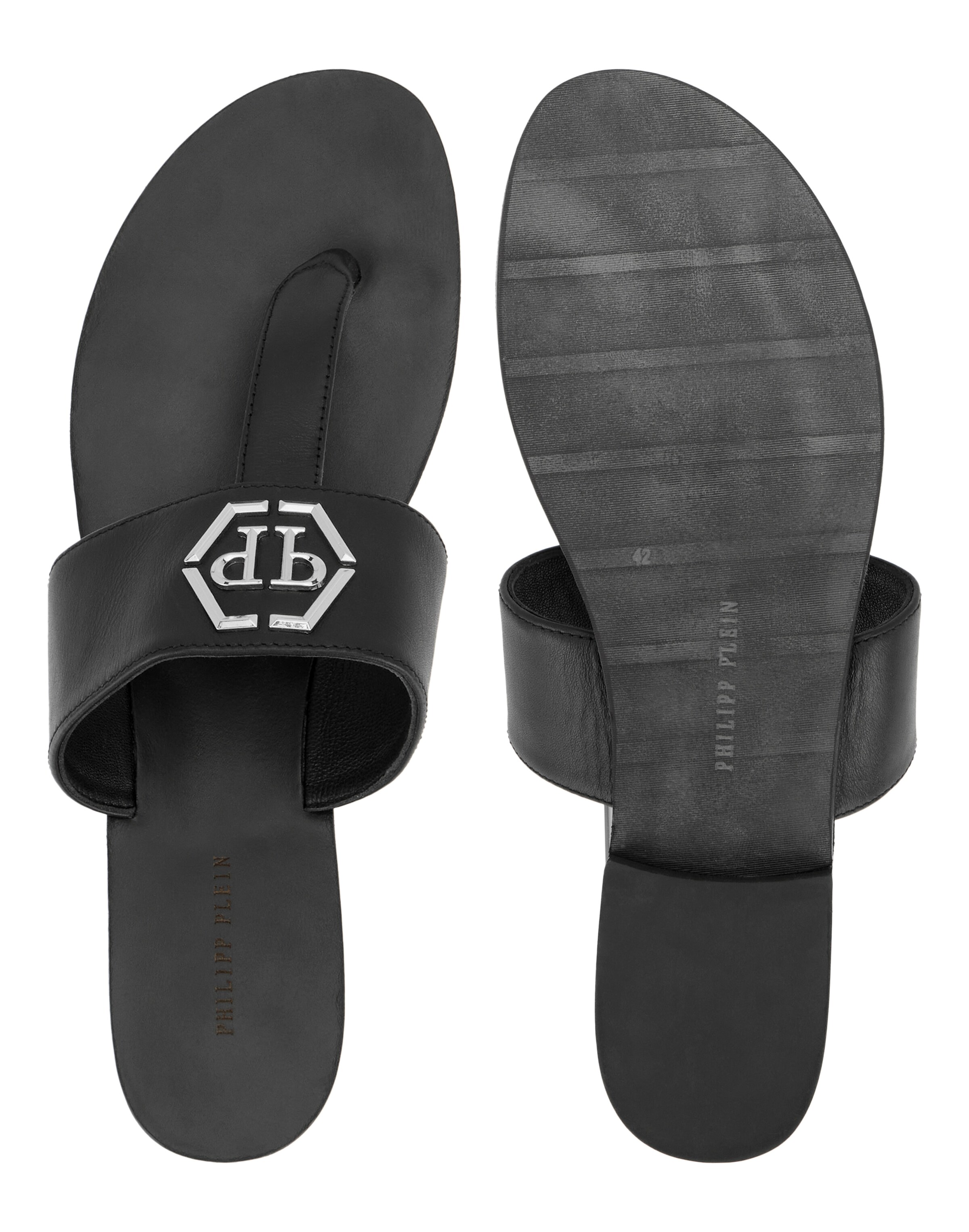Philipp Plein - Chinelos de dedo 'Hexagon' em preto