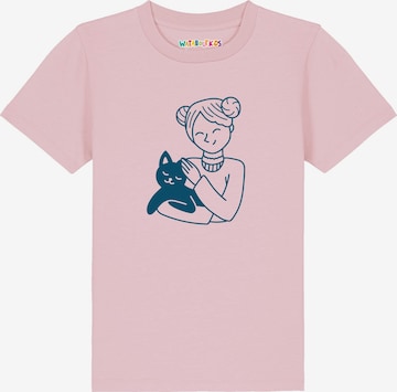 T-Shirt 'Mädchen und Katze' watabout.kids en rose : devant