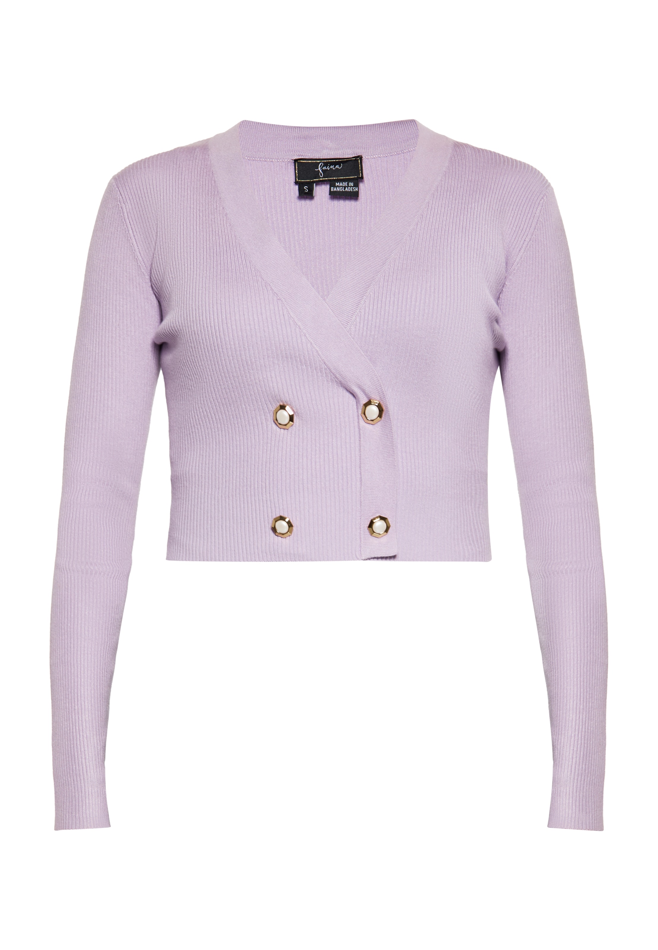 faina Πλεκτή ζακέτα σε λιλά: μπροστά