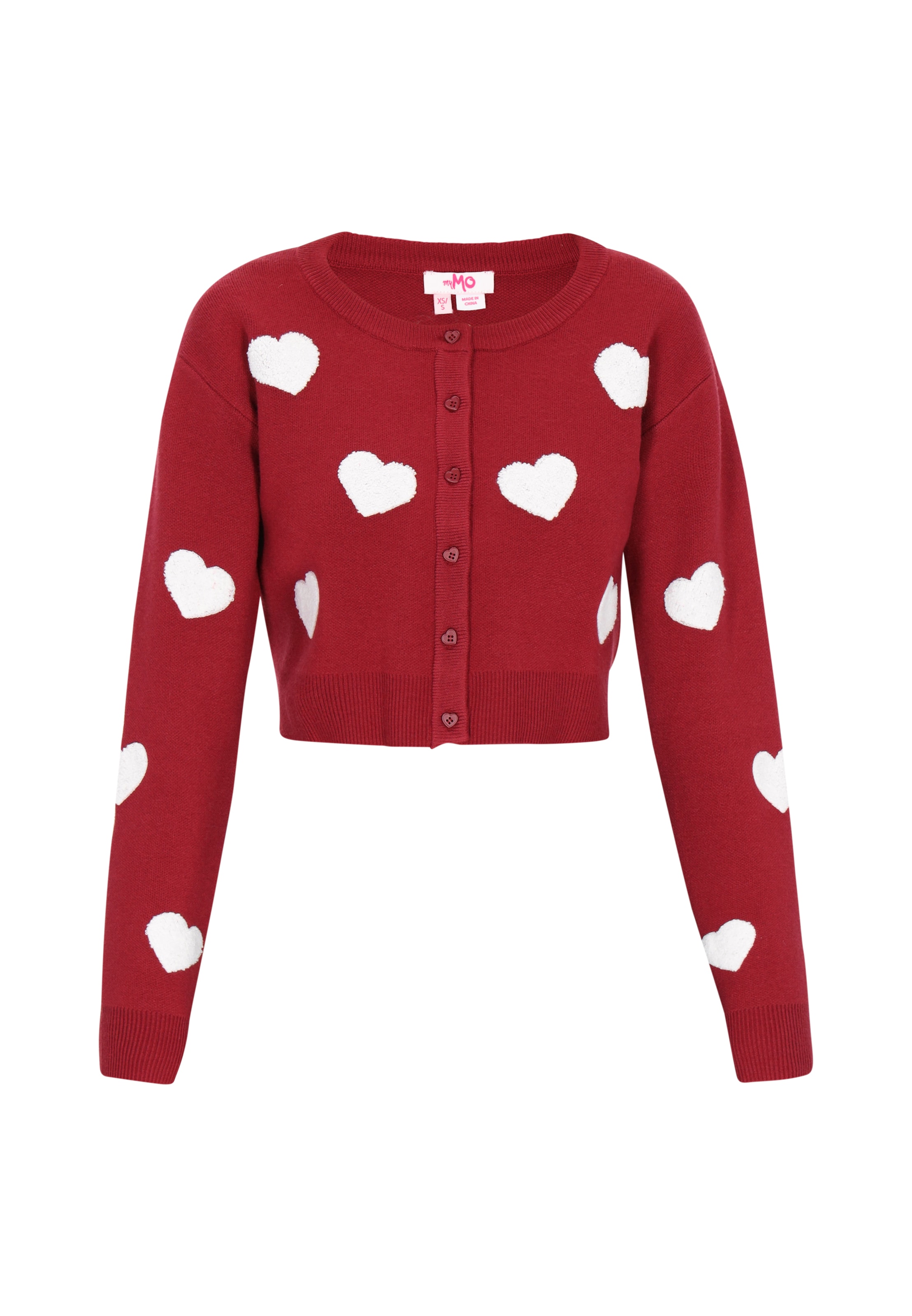 MYMO Casaco de malha em vermelho escuro / branco, Vista do artigo