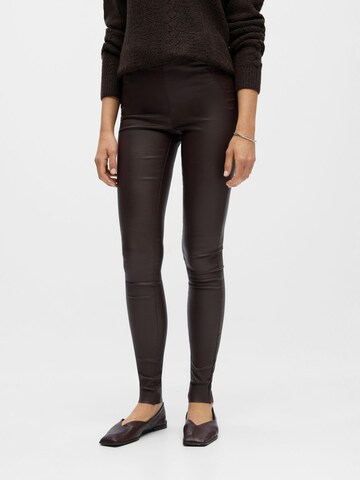 Skinny Leggings 'OBJBelle' di OBJECT in marrone: frontale
